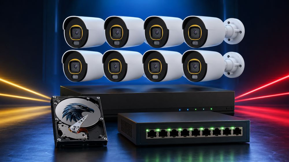 Комплект hiwatch на 8 ip камеры 4мп colorvu 6 Комплект hiwatch на 8 ip камеры 4мп colorvu