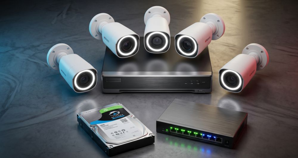 Комплект hiwatch на 5 ip камер 2мп colorvu №2п 5 Комплект hiwatch на 5 ip камер 2мп colorvu №2п