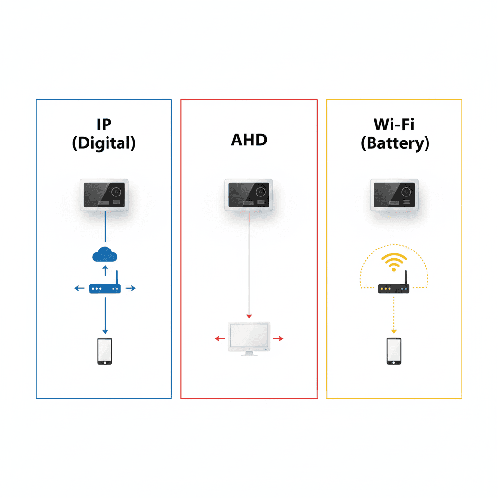 Сравнение технологий видеодомофонов IP, AHD, Аналог