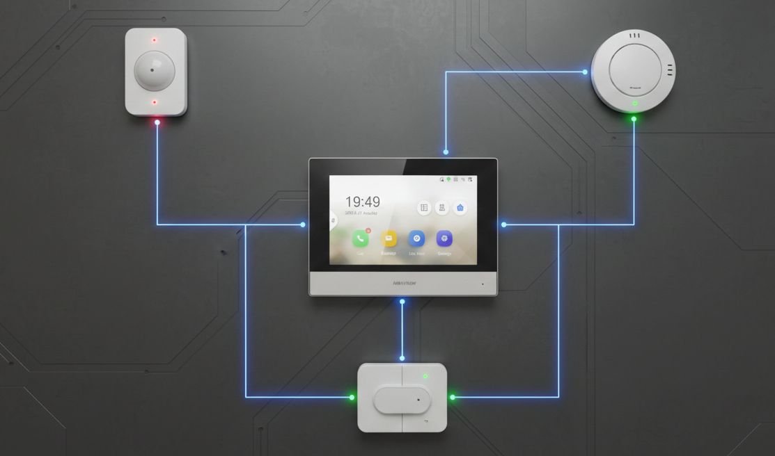 Монитор видеодомофона ip ds-kh6320-wte1 10 Схема подключения охранных датчиков к домофону hikvision