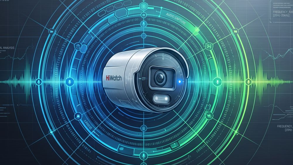 Комплект hiwatch на 4 ip камеры 2мп colorvu №2а 15 Запись звука через встроенный микрофон камер