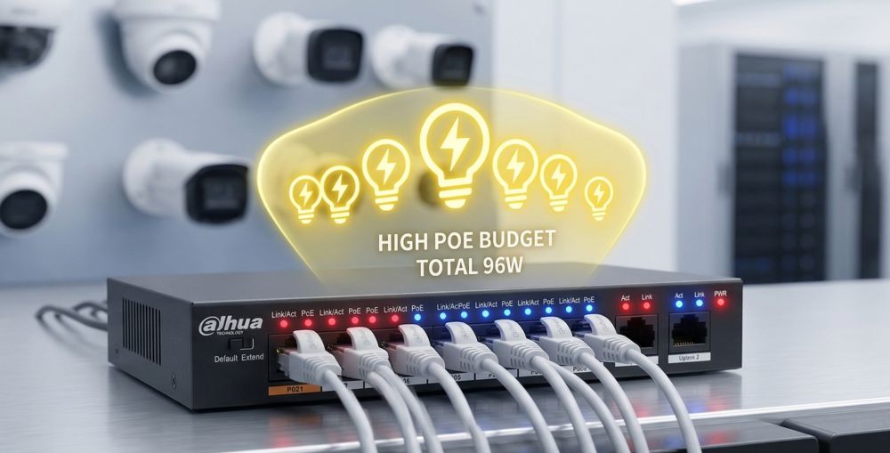 Dh-pfs3009-8et-96 — 8-портовый неуправляемый poe-коммутатор (+ 1 порт uplink) 7 Бюджет poe 96 ватт