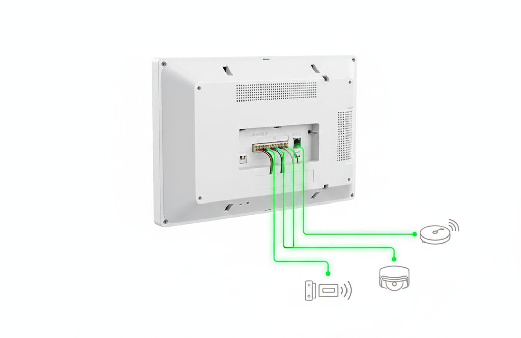 Монитор видеодомофона ip ds-kh6320-le1(b)/white 8 Схема подключения охранных датчиков к монитору домофона