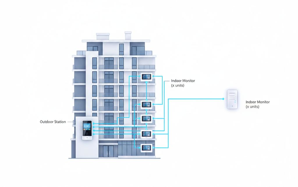 Монитор видеодомофона ip ds-kh6320-le1(b)/white 11 Схема многоквартирной системы видеодомофонии hikvision