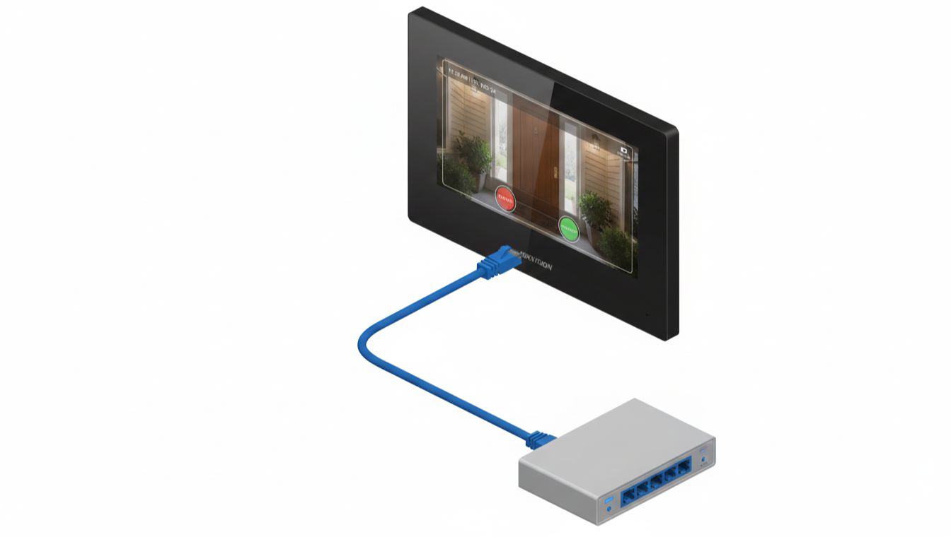 Монитор видеодомофона ip ds-kh6320-le1(b) 7 Схема подключения видеодомофона по технологии poe