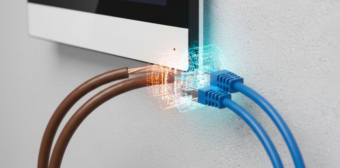 Монитор видеодомофона гибридный ip ds-kh6320-wtde1 6 Схема гибридного подключения видеодомофона 2-wire и ethernet