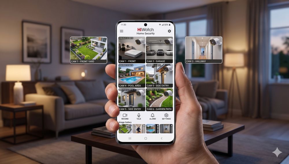 Комплект hiwatch на 6 ip камер 4мп colorvu №4 12 Удаленный доступ через hik-connect
