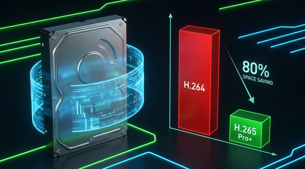 Комплект hiwatch для помещения на 8 hd-tvi камер №5 9 Интеллектуальное сжатие кодеком h. 265 pro+ в видеорегистраторе hiwatch