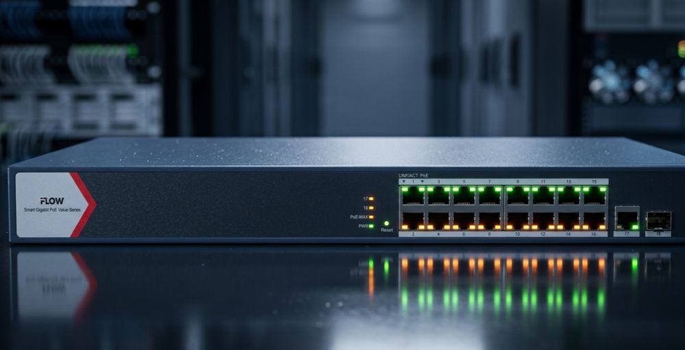 Iflow f-sw-em618poe-vm — 16-портовый управляемый poe-коммутатор с высокой пропускной способностью 1 Управляемый poe-коммутатор iflow f-sw-em618poe-vm на 16 портов
