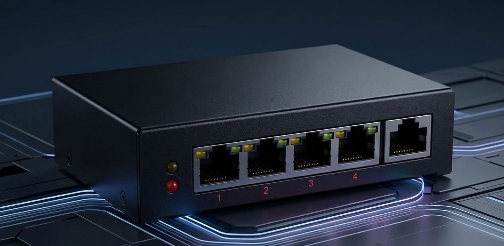 Iflow f-sw-eu205poe-v/l — бюджетная версия 4-портового poe-коммутатора 1 Poe-коммутатор iflow f-sw-eu205poe-v/l в черном корпусе