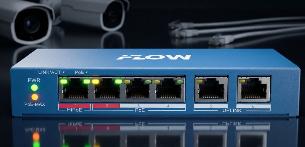 Iflow f-sw-eu206hpoe-v — 4-портовый poe-коммутатор с 1 портом hi-poe 1 Poe-коммутатор iflow f-sw-eu206hpoe-v на 4 порта