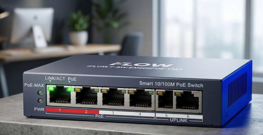 Iflow f-sw-em606poe-vm/l — облегченный смарт-коммутатор (4 порта poe) 1 Poe-коммутатор iflow f-sw-em606poe-vm/l на 4 порта