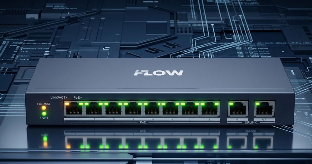 Iflow f-sw-eu410poe-v/l — неуправляемый poe-коммутатор (8 poe + 2 uplink) 1 Неуправляемый poe-коммутатор iflow f-sw-eu410poe-v/l на 10 портов