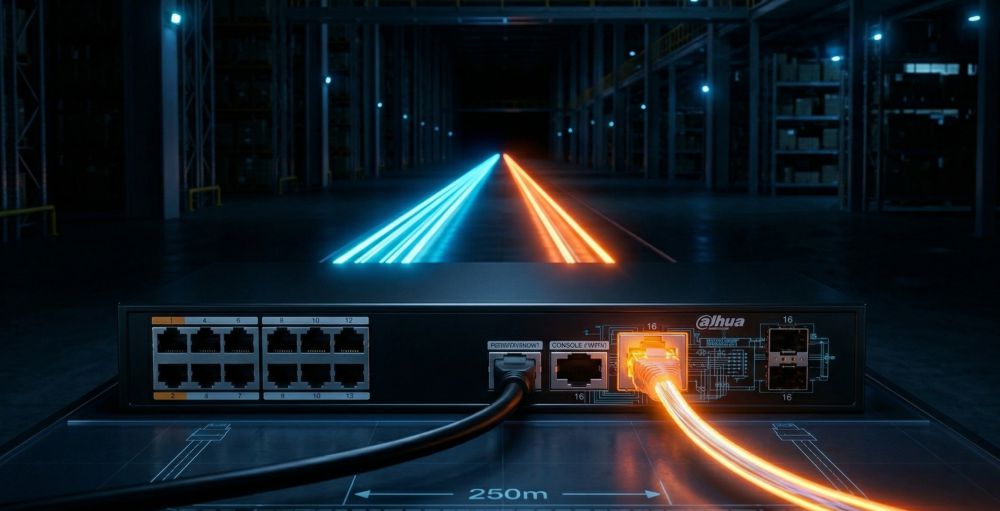 Dh-pfs4218-16et-190 — 16-портовый управляемый poe-коммутатор уровня l2 7 Передача poe на 250 метров