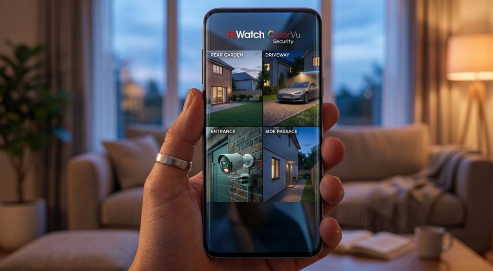 Комплект hiwatch на 3 ip камеры 2мп colorvu №2п 17 Удаленное управление системой видеонаблюдения со смартфона