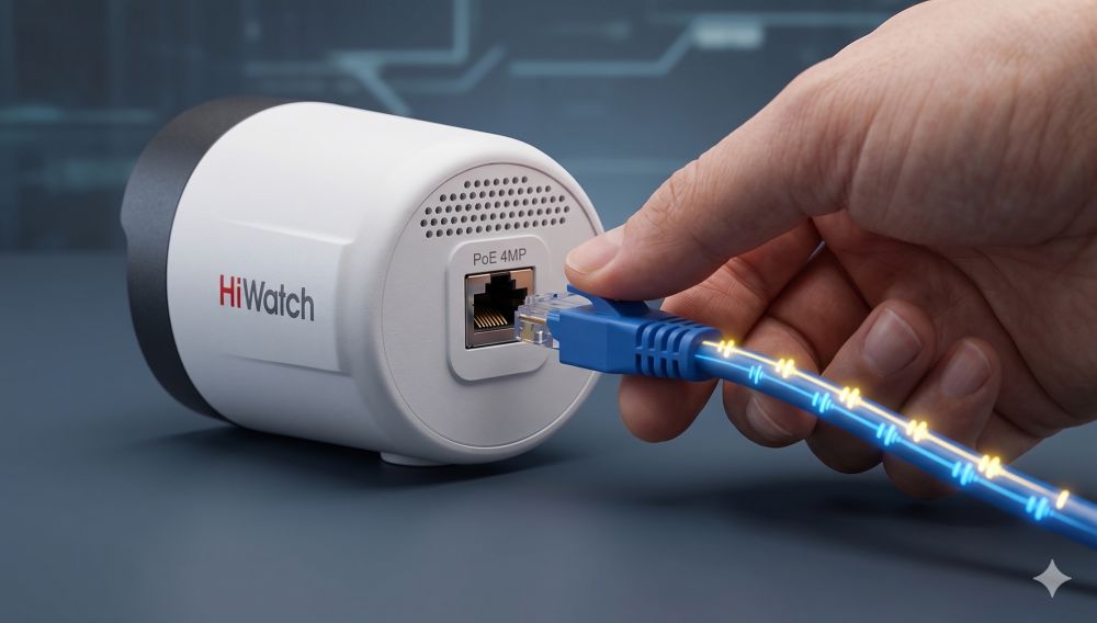 Комплект hiwatch на 6 ip камер 4мп colorvu №4 10 Питание poe для камер видеонаблюдения