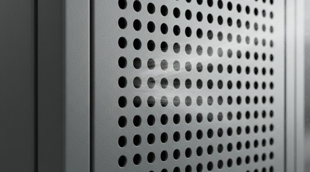Монтажный шкаф st-nc9u01 (серый) с полкой (версия 2) 450х400х530 7 Перфорация для вентиляции в шкафу st-nc9u01