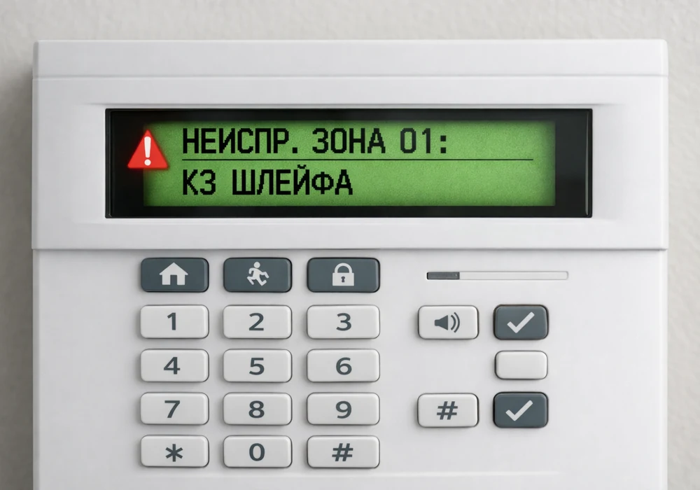 Короткое замыкание шлейфа сигнализации: что означает и как найти причину 2 Клавиатура охранной сигнализации с сообщением об ошибке 'неиспр. Зона 01: кз шлейфа'