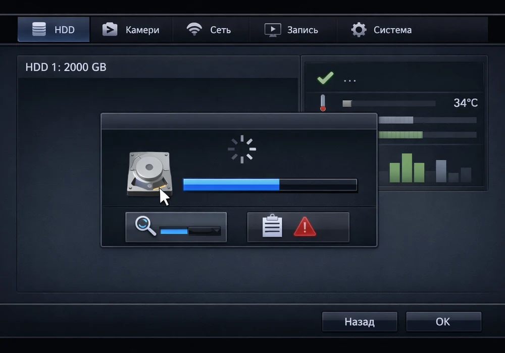 Как проверить жесткий диск (hdd) в видеорегистраторе, не вынимая его 3 Скриншот меню s. M. A. R. T. Диагностики видеорегистратора с кнопками для запуска быстрого и полного теста