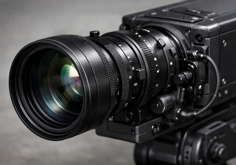 Сравнение объективов computar, fujinon и tamron для cctv: как выбрать лучший 3 Крупный план профессионального объектива fujinon с большим фокусным расстоянием, установленного на корпусную камеру видеонаблюдения.