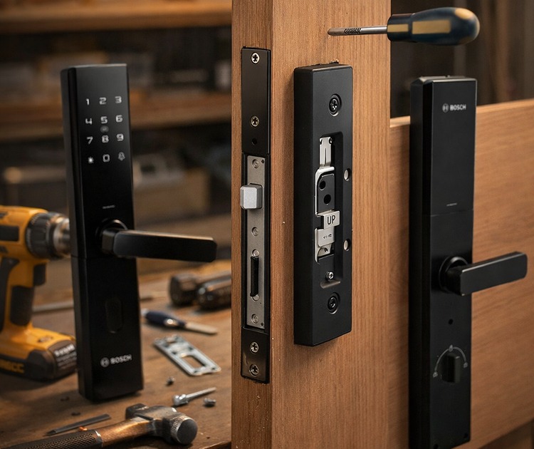 Умный дверной замок bosch id20 black 13 Установка замка bosch id20 на дверь толщиной 40-100 мм