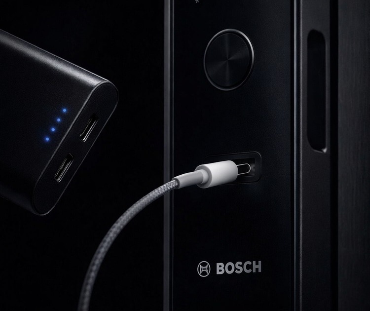 Умный дверной замок bosch id30 black 12 Аварийный порт type-c на замке bosch id30 для зарядки от повербанка