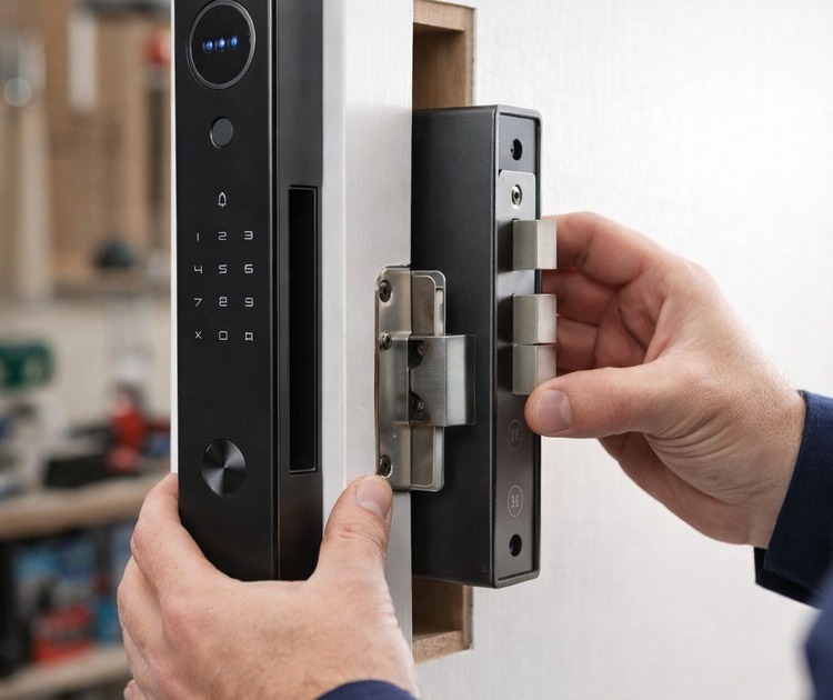 Умный дверной замок bosch id30 black 13 Монтаж замка bosch id30 в стандартное посадочное место двери
