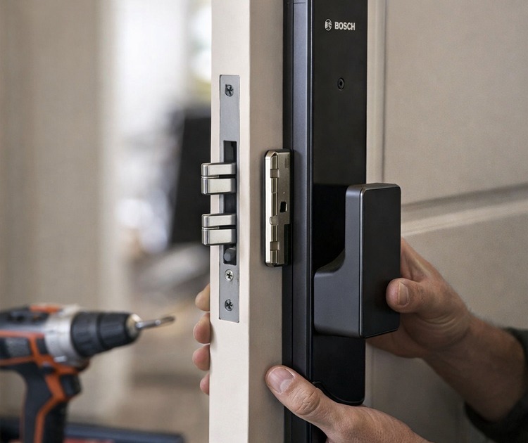 Умный дверной замок bosch fu20plus black 13 Монтаж замка bosch fu20plus в дверь толщиной 40-100 мм