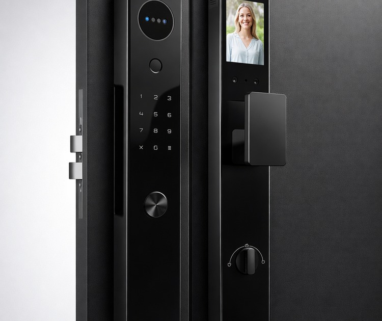 Умный дверной замок bosch fu30 plus black 1 Умный дверной замок bosch fu30 plus black с lcd-экраном видеодомофона