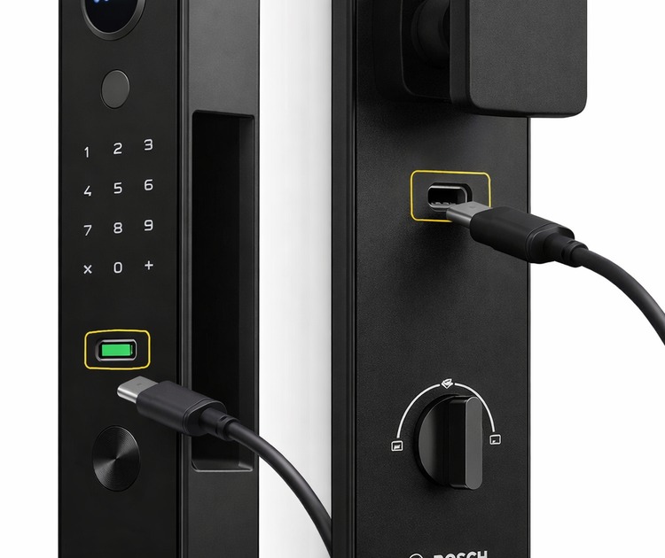 Умный дверной замок bosch fu30 plus black 10 Аккумулятор и usb type-c зарядка замка bosch fu30 plus
