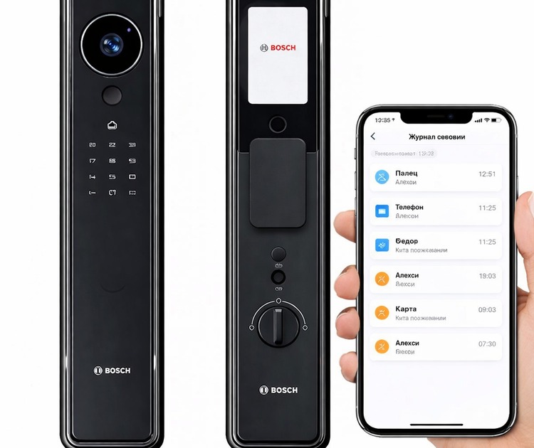 Умный дверной замок bosch fu8 black 12 Журнал событий и запись доступа замка bosch fu8