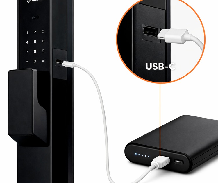 Умный дверной замок bosch fu20pro black 10 Аварийное питание через type-c у замка bosch fu20pro
