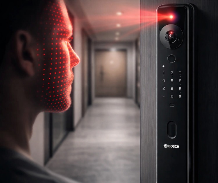 Умный дверной замок bosch fu6plus black 6 Распознавание лица умным замком bosch fu6plus