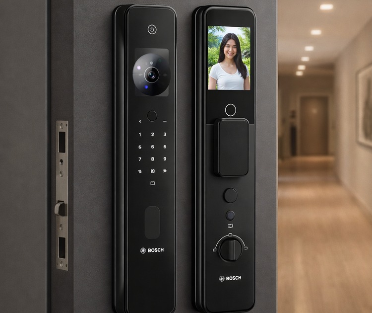 Умный дверной замок bosch fu6plus black 8 Встроенная камера 720p видеоглазок bosch fu6plus
