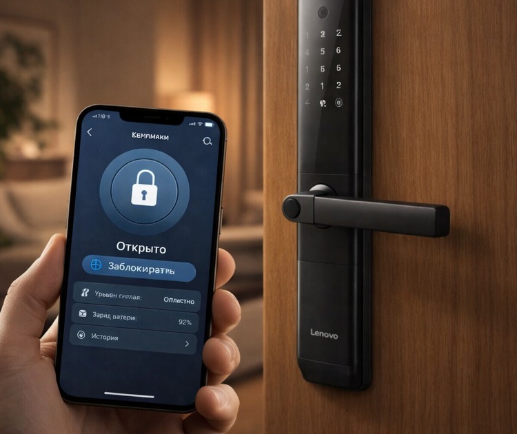 Умный дверной замок lenovo e3 pro black / coffee gold 8 Управление замком lenovo e3 pro через приложение tuya smart на смартфоне
