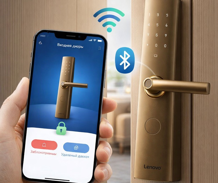 Умный дверной замок lenovo u1 coffee gold 8 Управление замком lenovo u1 через смартфон по wi-fi и bluetooth