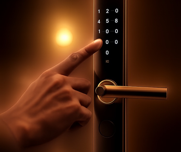 Умный дверной замок lenovo u1 coffee gold 10 Ввод одноразового pin-кода на сенсорной панели замка lenovo u1