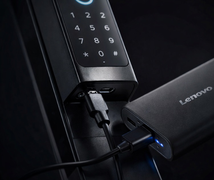 Умный дверной замок lenovo l1f black 9 Аварийная зарядка замка lenovo l1f через micro usb