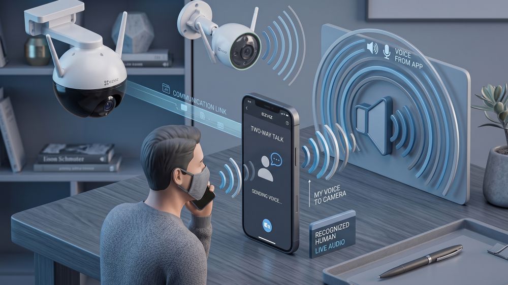 Комплект wi-fi видеонаблюдения на 2 камеры с детекцией человека 12 Двусторонняя аудиосвязь через приложение
